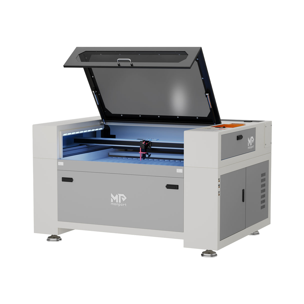 Monport Effi 10S verbesserte Version 100W CO2-Lasergravurmaschine und Schneidemaschine mit Autofokus-Funktion und integrierter Wasserkühler
