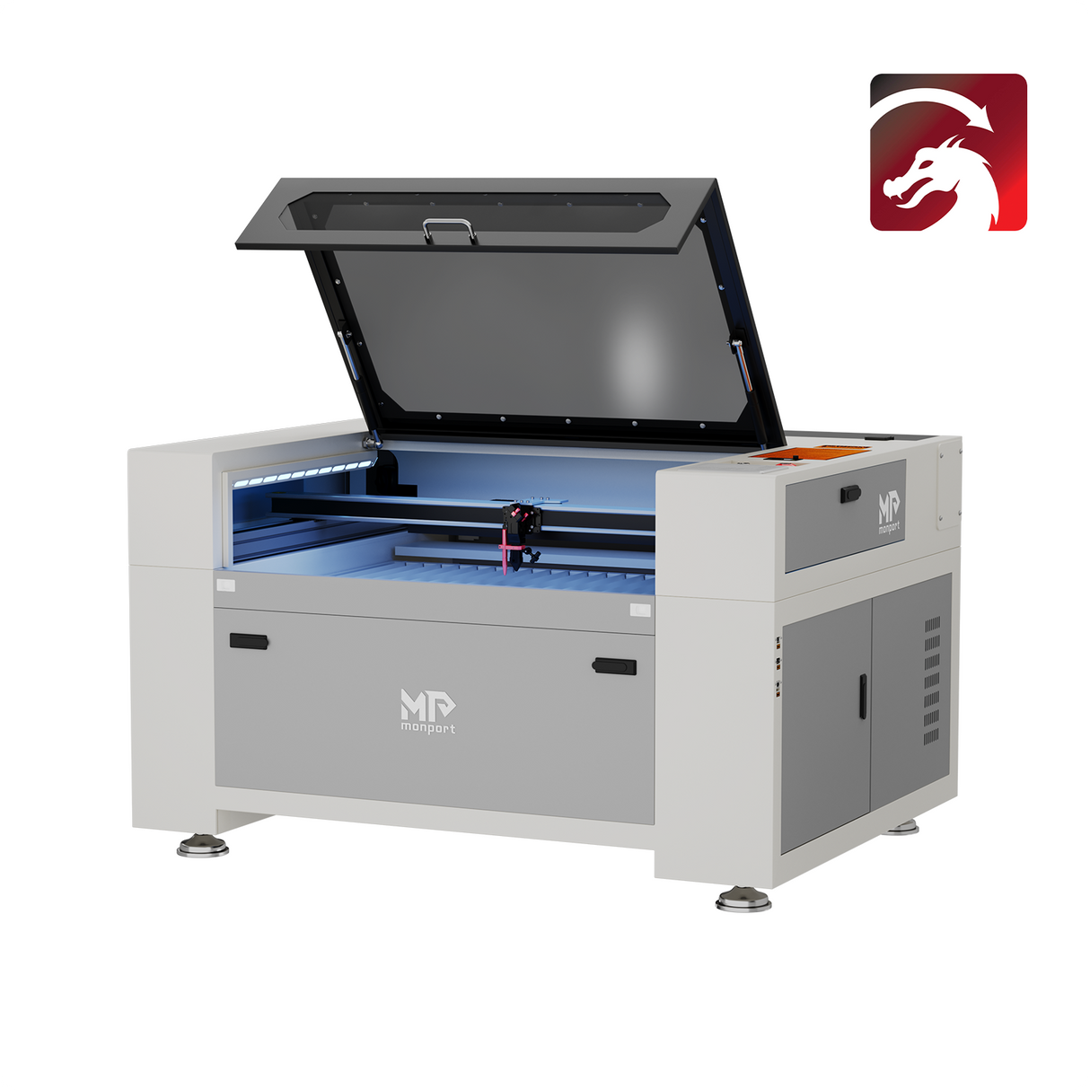 Monport Effi 10S verbesserte Version 100W CO2-Lasergravurmaschine und Schneidemaschine mit Autofokus-Funktion und integrierter Wasserkühler