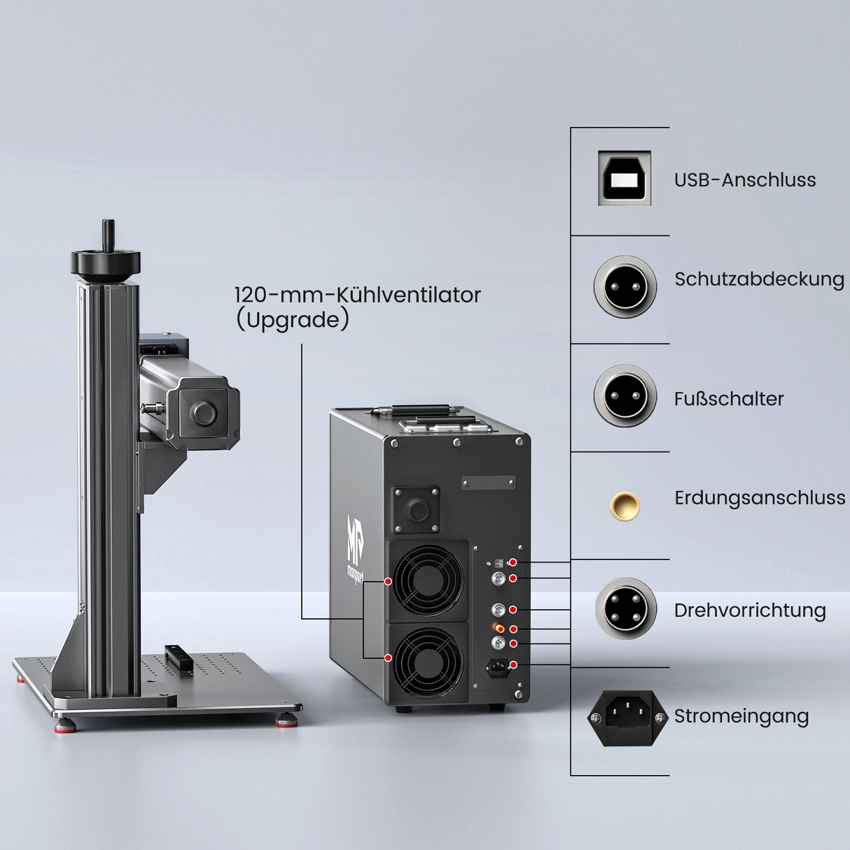 Monport GT 30W Getrennter Faserlaser-Gravier- und Markiermaschine mit Autofokus (150 mm × 150 mm) – Gerät