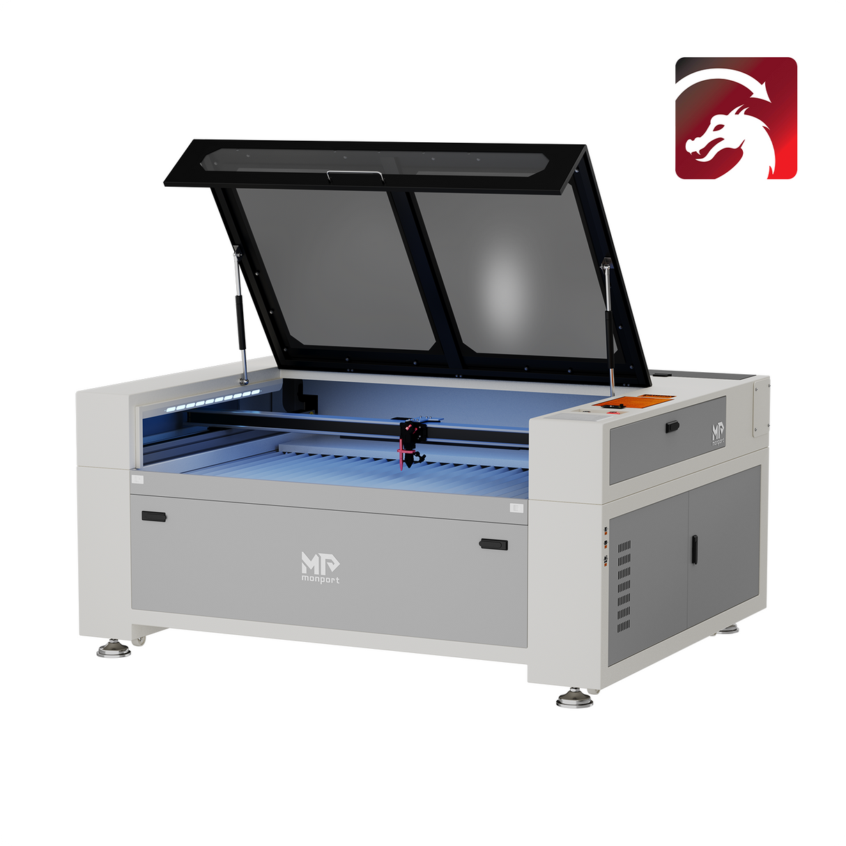 Monport Effi 13S verbesserte Version 130W CO2-Lasergravurmaschine und Schneidemaschine mit Autofokus-Funktion und integrierter Wasserkühler