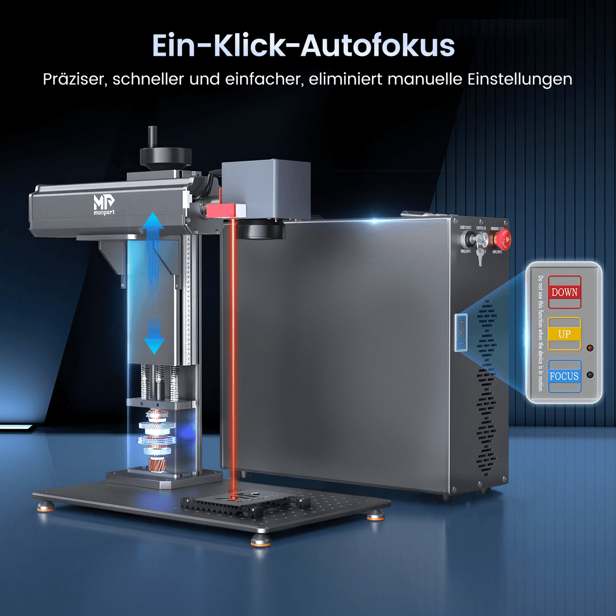 Monport GT 200W Split MOPA & Autofokus-Faserlaser-Gravierer & Farbemarkierungsmaschine