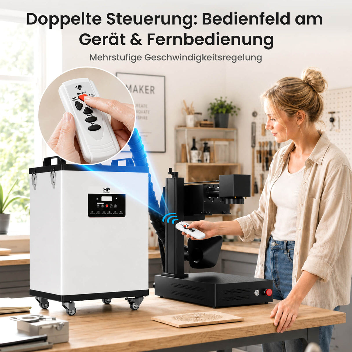Monport 400W Laserrauchabsauganlage mit 8-stufigem Filtersystem – Für CO₂-Lasergravier- und Schneidemaschinen