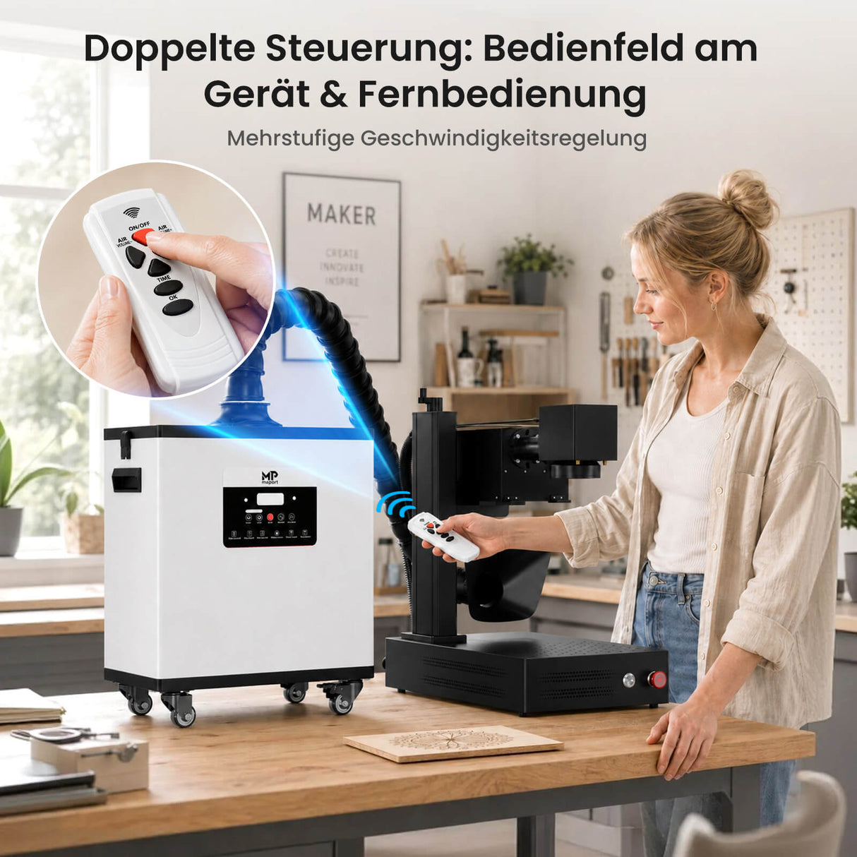 Monport 260W Laserrauchabsauganlage mit 4-stufigem Filtersystem – Für CO₂- und Faserlaser-Graviermaschinen