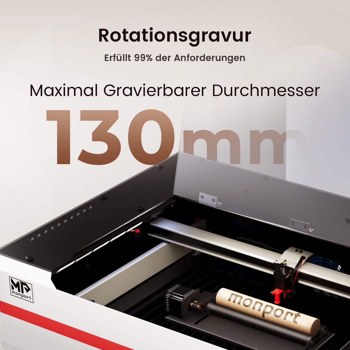 Monport Laser Rotary Roller 360° for 60W-150W CO2 Laser Engraver for holding cylindrical objects