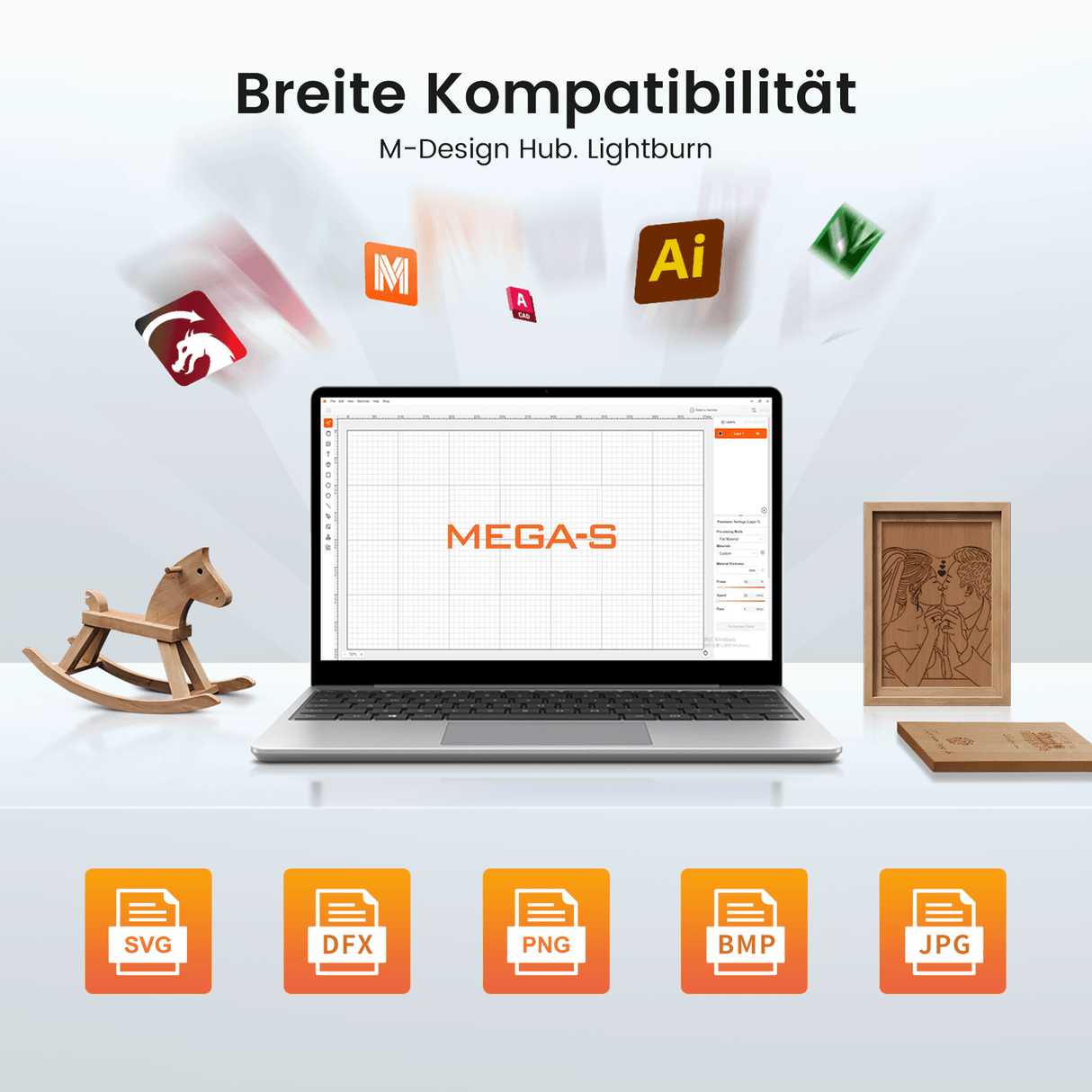 Monport Mega S – Upgrade der Mega-Serie: 70W CO₂ Lasergravier- und Schneidemaschine mit intelligenter Präzision