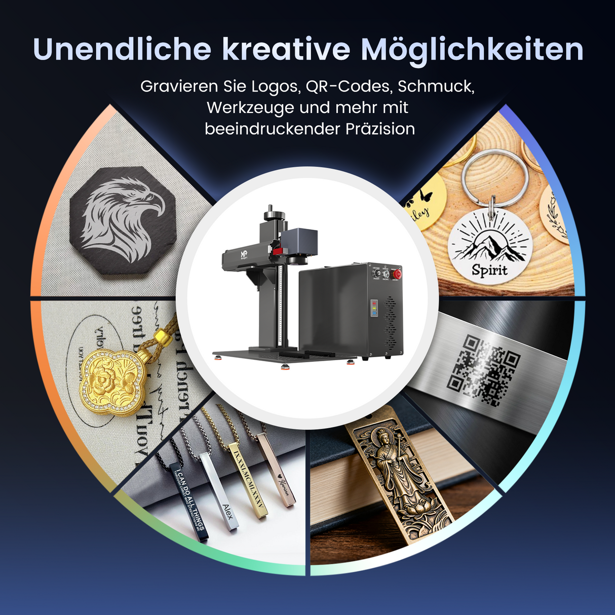 Monport GT 50W Getrennter Faserlaser-Gravier- und Markiermaschine mit Autofokus (200 mm × 200 mm) – Gerät