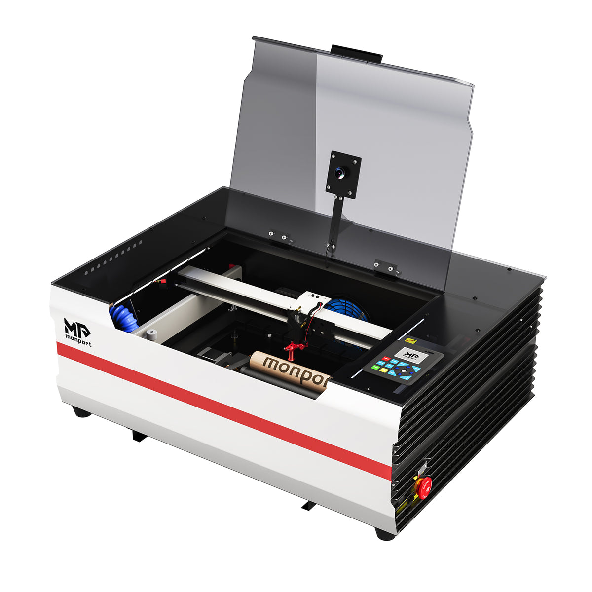 Monport Reno45 Pro Vision 45W Desktop CO₂-Lasergravierer und -Schneider (16" x 12") mit 8MP HD-Kamera, Assistierter Autofokus-Unterstützung und integrierter Wasserkühlung