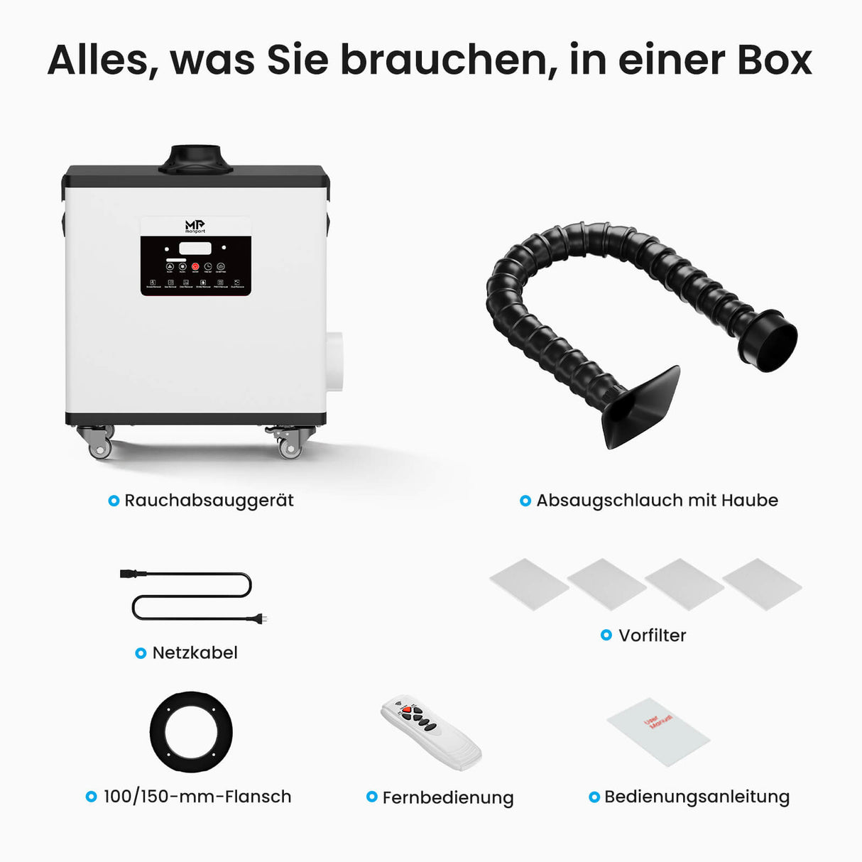Monport 260W Laserrauchabsauganlage mit 4-stufigem Filtersystem – Für CO₂- und Faserlaser-Graviermaschinen