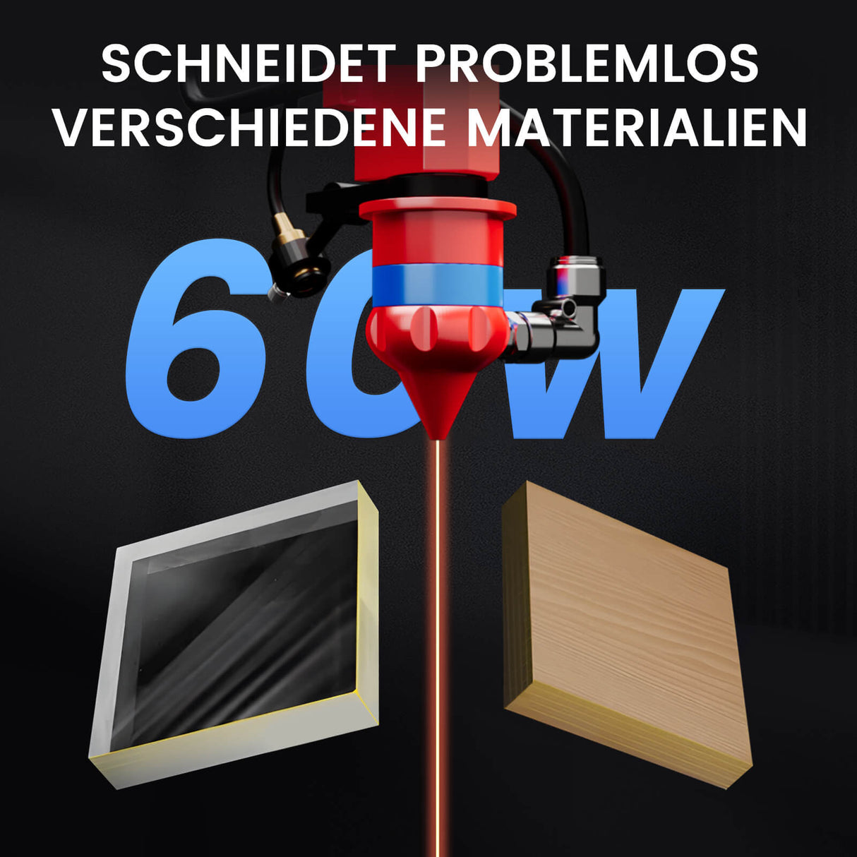 Monport 60W CO2 Laser Graviermaschine & Cutter (700 x 500mm) Gravurfläche mit Autofokus