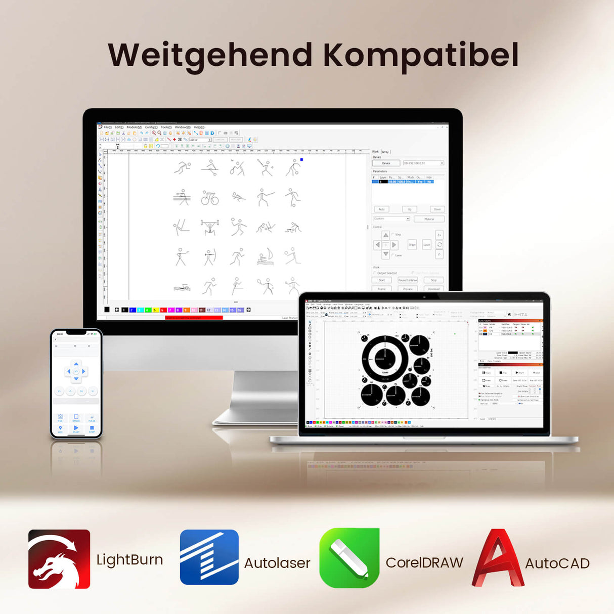 Monport Reno65 Pro 65W Desktop CO2 Lasergravierer & Schneidegerät (24”X16“) mit brandneuem DSP Controller und Assistierter Autofokus