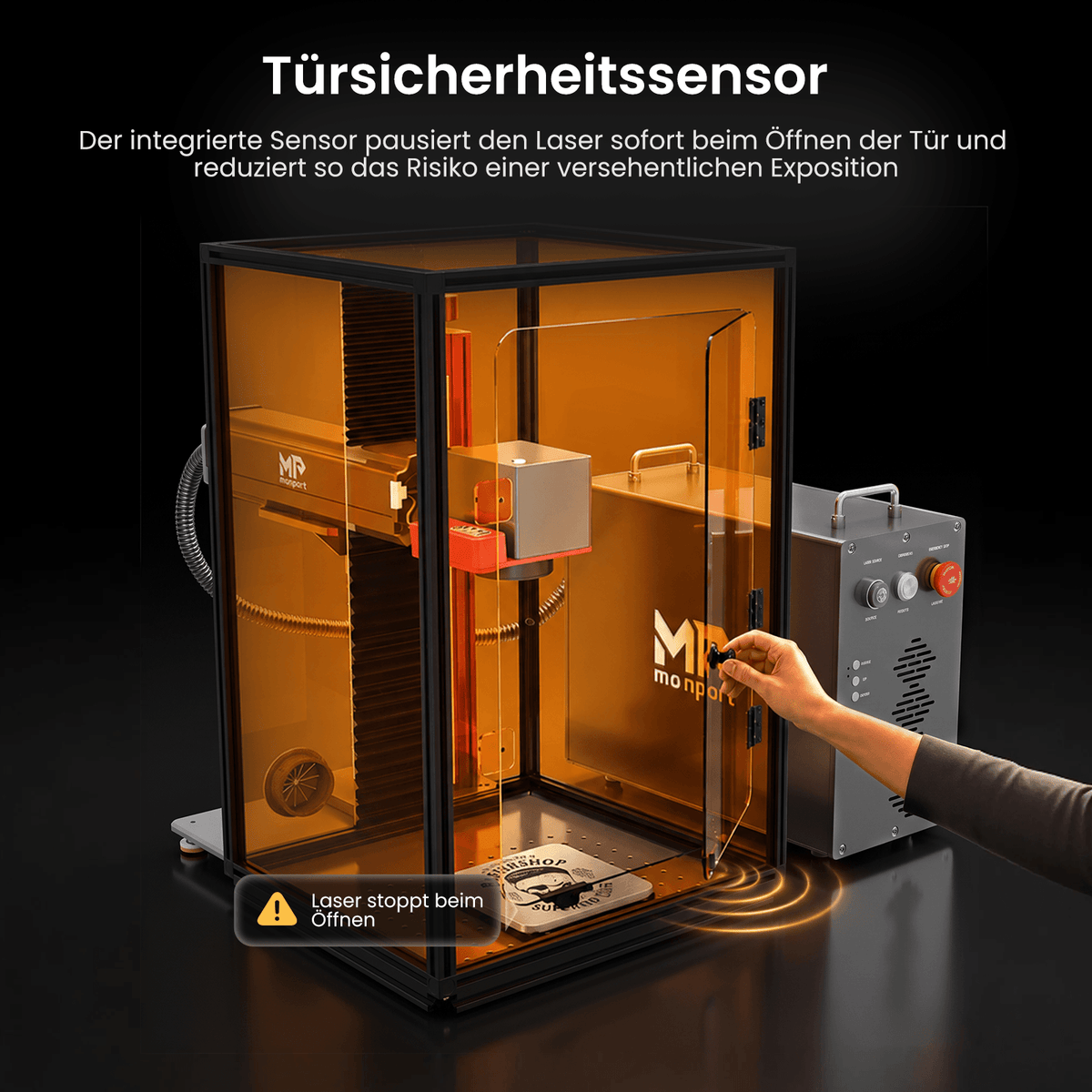 Monport Lasergravur-Gehäuse für GT & GPro Faserlaser (mit Türschutzschalter)