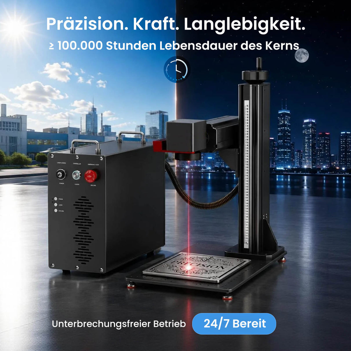 Monport GPro 60W MOPA Vision Faserlaser Maschine – Mit Vision-System für automatische Positionierung, präzise Metallgravur & Laserbeschriftung
