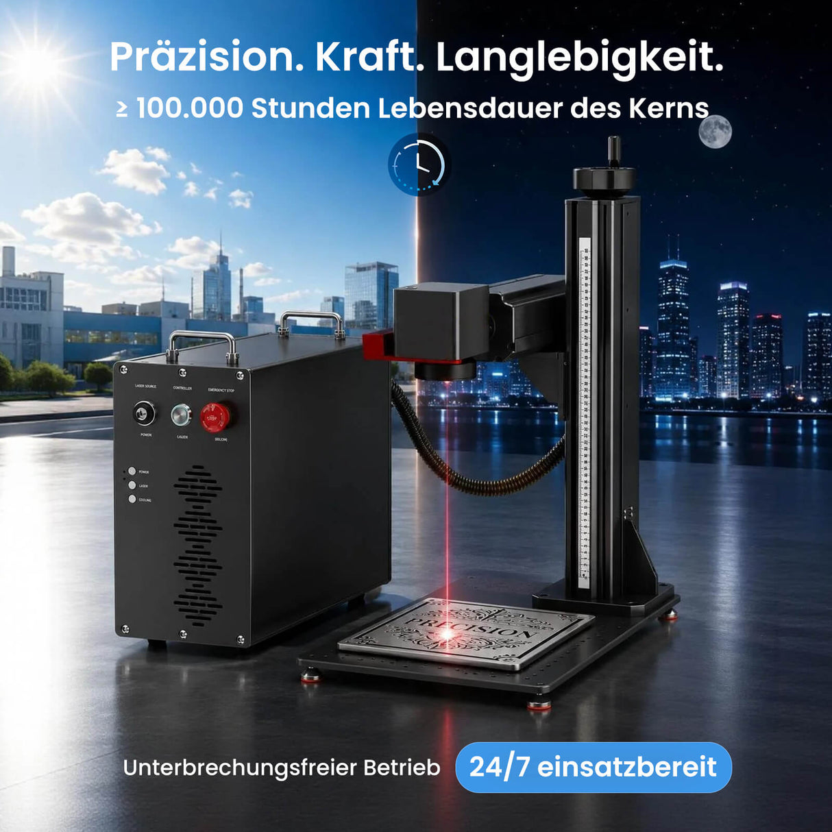 Monport GPro 60W MOPA Vision Faserlaser Maschine – Mit Vision-System für automatische Positionierung, präzise Metallgravur & Laserbeschriftung