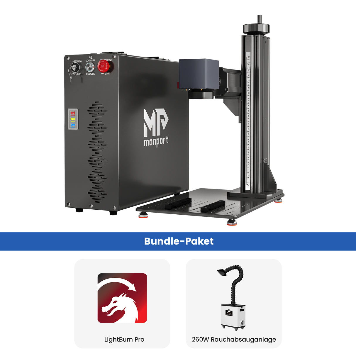 Monport GT 200W Split MOPA & Autofokus-Faserlaser-Gravierer & Farbemarkierungsmaschine