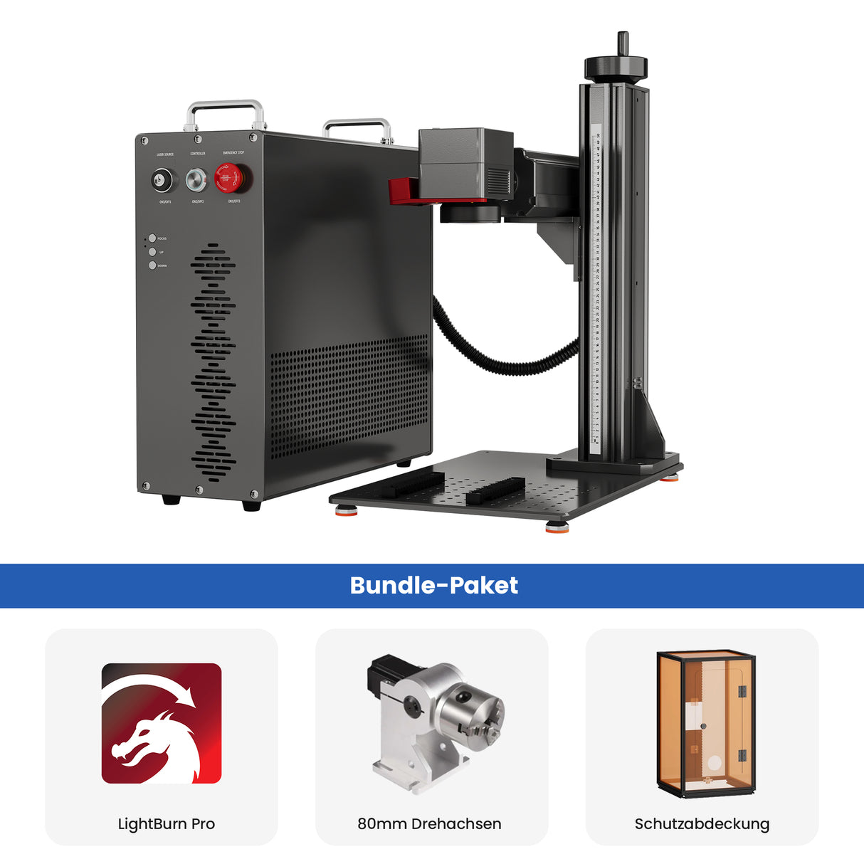 Monport GPro Vision 200W MOPA Faserlaser Maschine – Mit Vision-System für automatische Positionierung, präzise Metallgravur & Laserbeschriftung