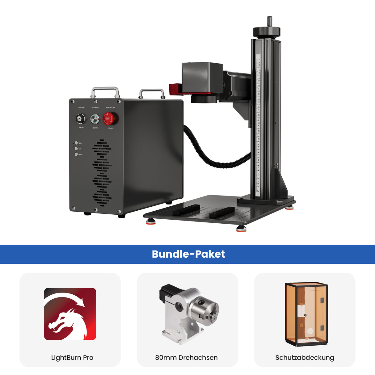 Monport GPro Vision 100W MOPA Faserlaser Maschine – Mit Vision-System für automatische Positionierung, präzise Metallgravur & Laserbeschriftung