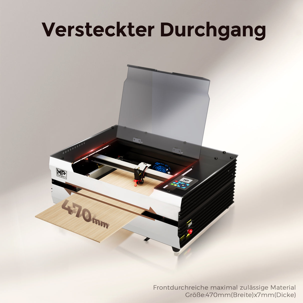 Monport Reno45 45W Desktop CO2-Lasergravierer und -schneider (16" x 12") mit brandneuem Assistierter Autofokus