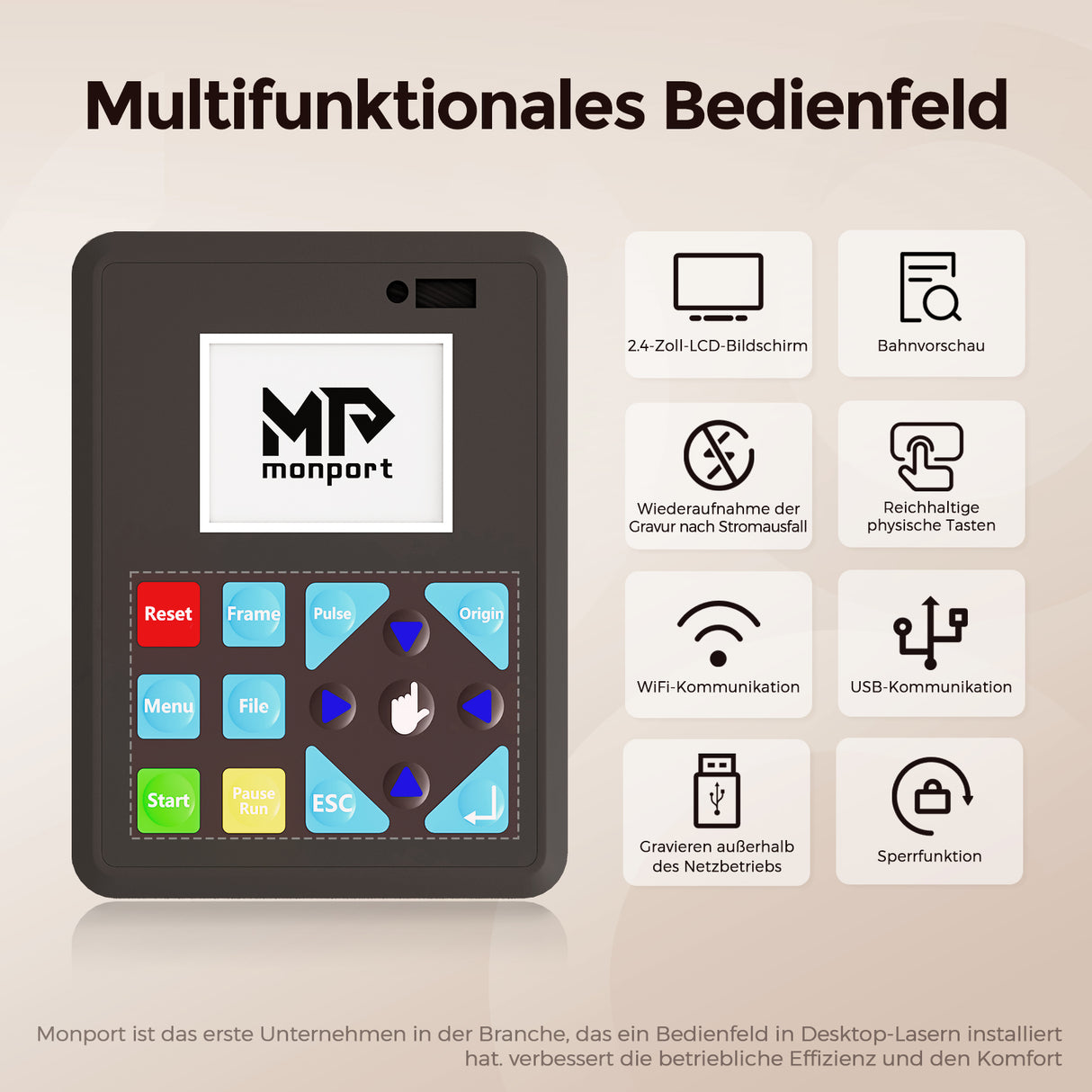 Monport Reno45 Pro 45W Desktop CO2-Lasergravierer und -schneider (16" x 12") mit brandneuem Assistierter Autofokus