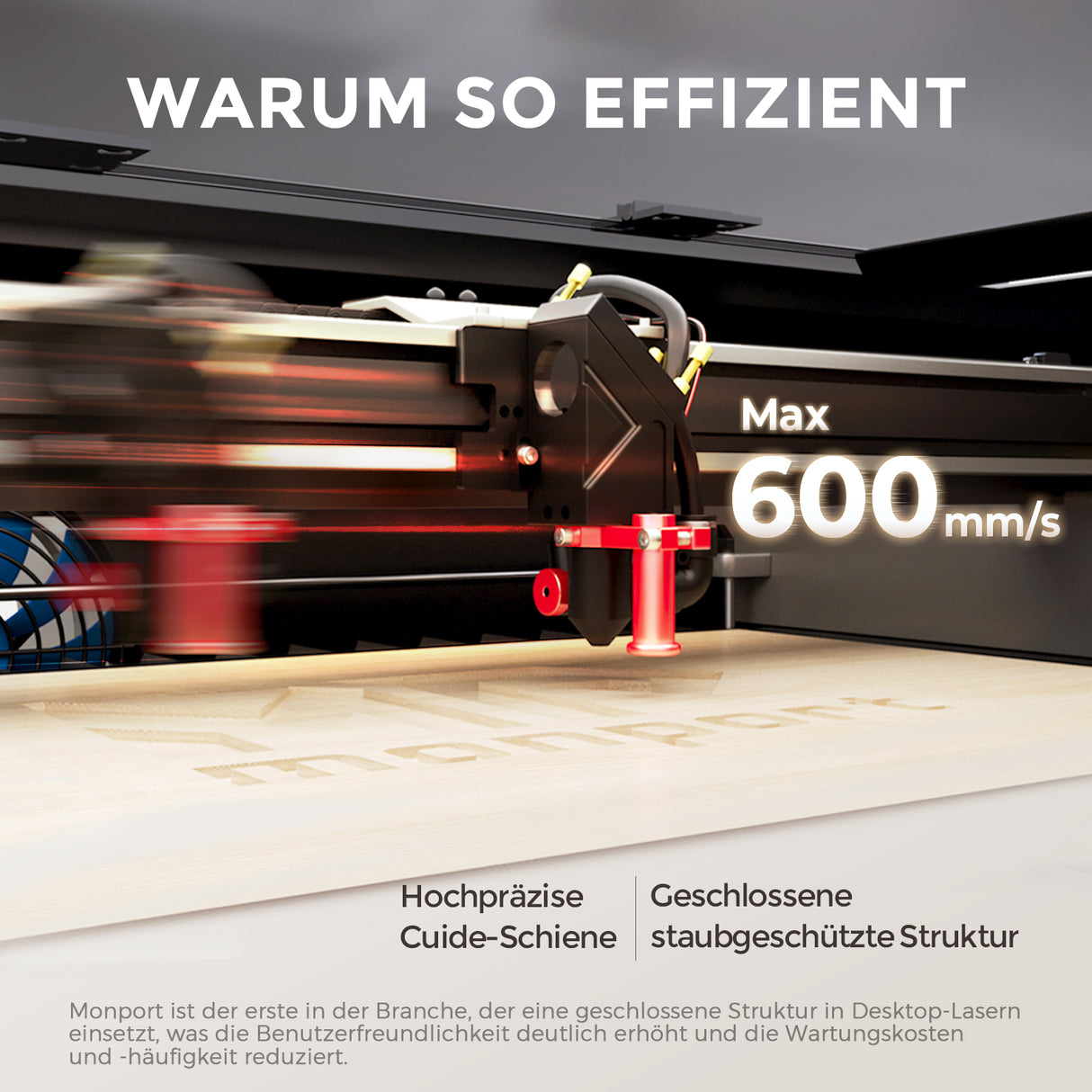 Monport Reno45 Pro Vision 45W Desktop CO2 Lasergravur- und Schneidemaschine (16" x 12") mit 8MP HD-Kamera und magnetischer Autofokus-Unterstützung