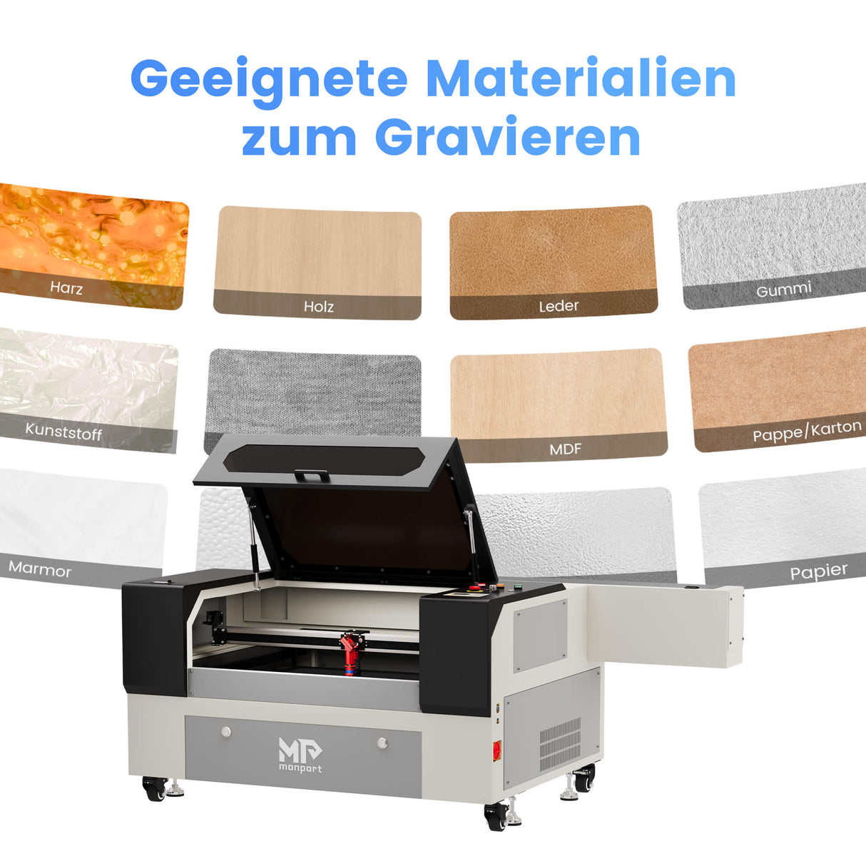 Monport 100W CO2 Laser Graviermaschine & Cutter (500x700mm) mit Autofokus