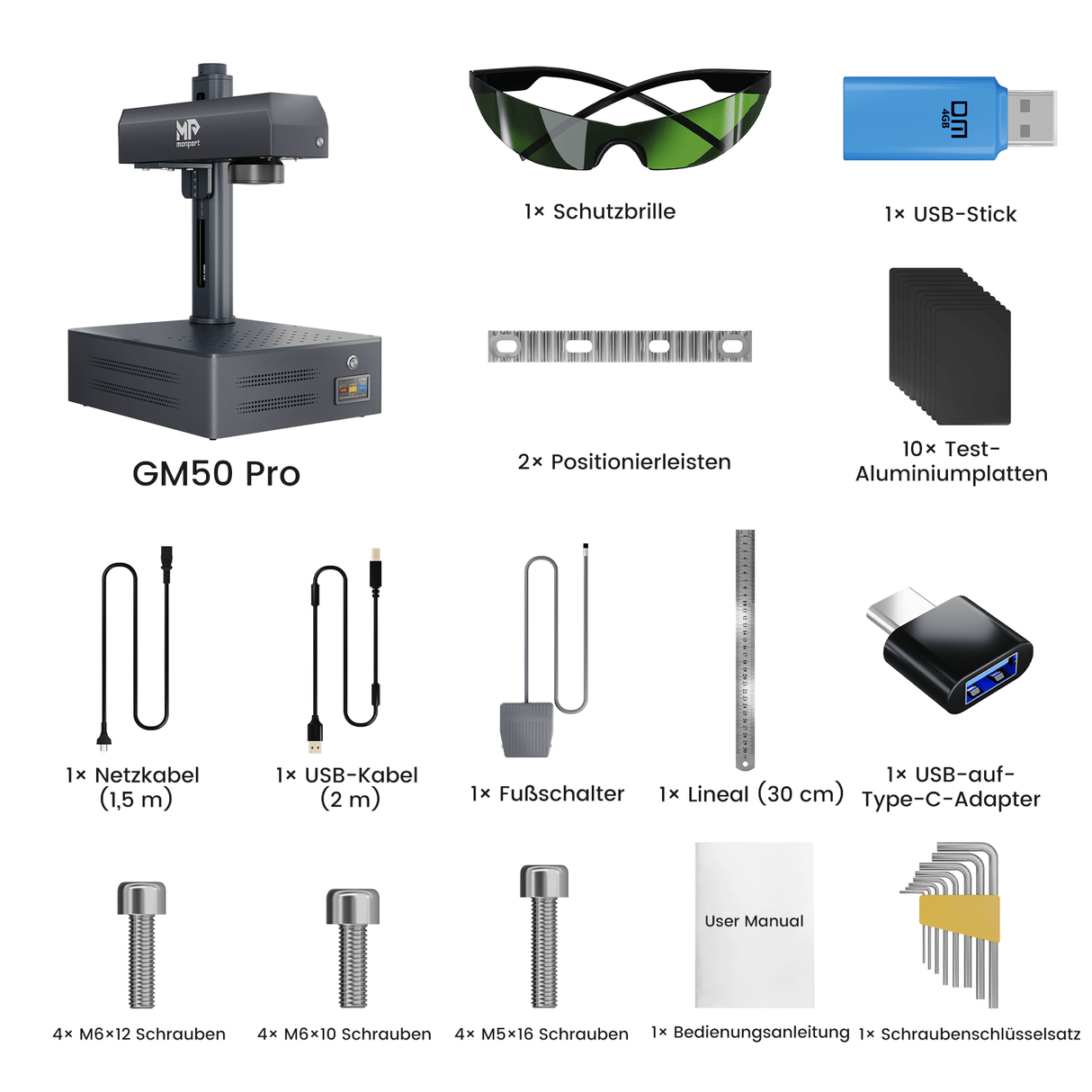 Monport GM 50W Pro Integrierte Faserlaser-Graviermaschine & Markiermaschine mit Autofokus - Maschine