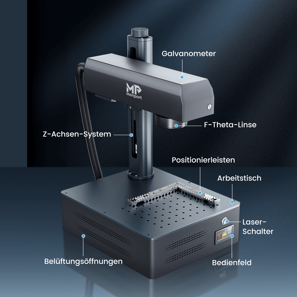 Monport GM 30W Pro Integrierte Faserlaser-Graviermaschine & Markiermaschine mit Autofokus - Maschine