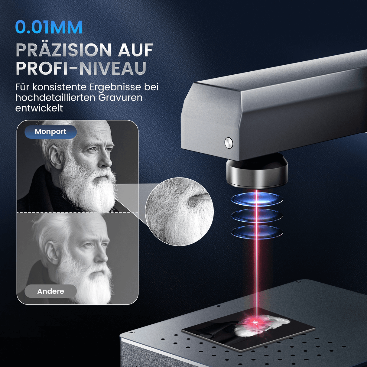 Monport GM 20W Pro Integrierte Faserlaser-Graviermaschine & Markiermaschine mit Autofokus - Maschine