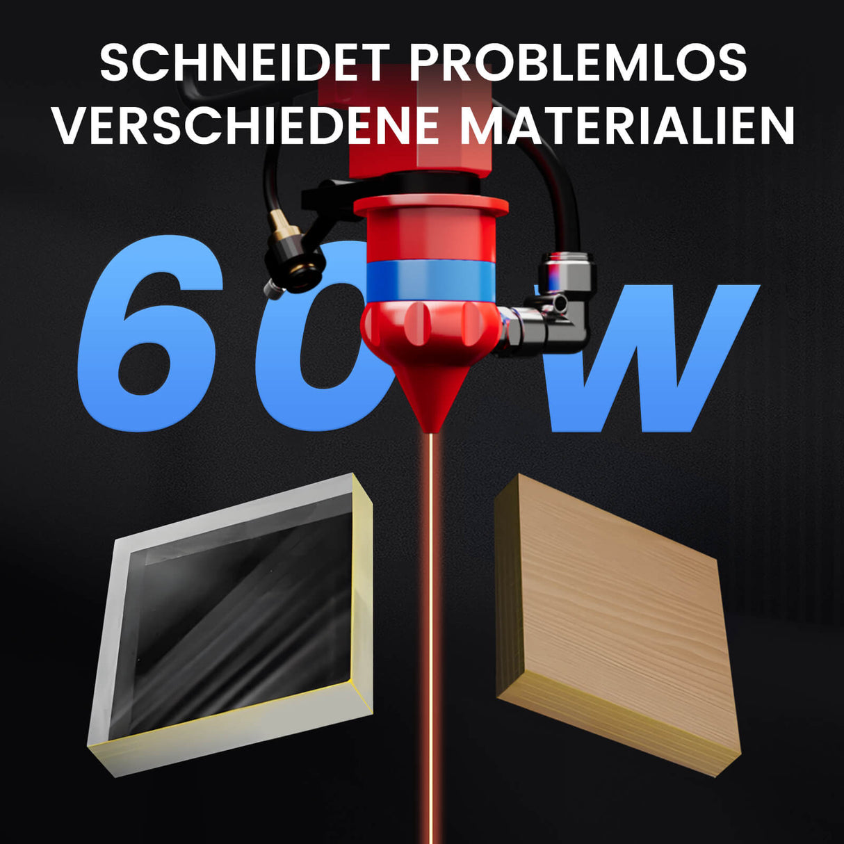 Monport 60W CO2 Laser Graviermaschine & Cutter (600 x 400mm) Gravurfläche mit Autofokus