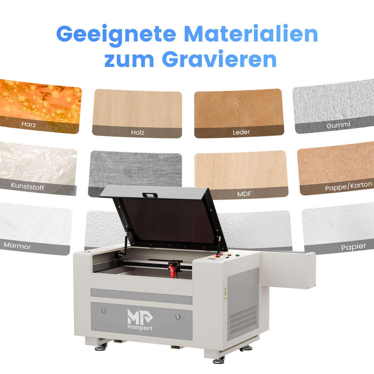 Monport 90W CO2 Laser Graviermaschine & Cutter (500x700mm) mit Autofokus