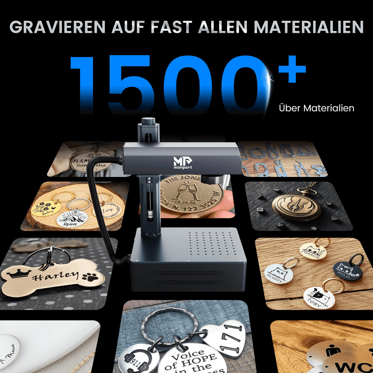 Monport GM 20W Pro Integrierte Faserlaser-Graviermaschine & Markiermaschine mit Autofokus - Maschine