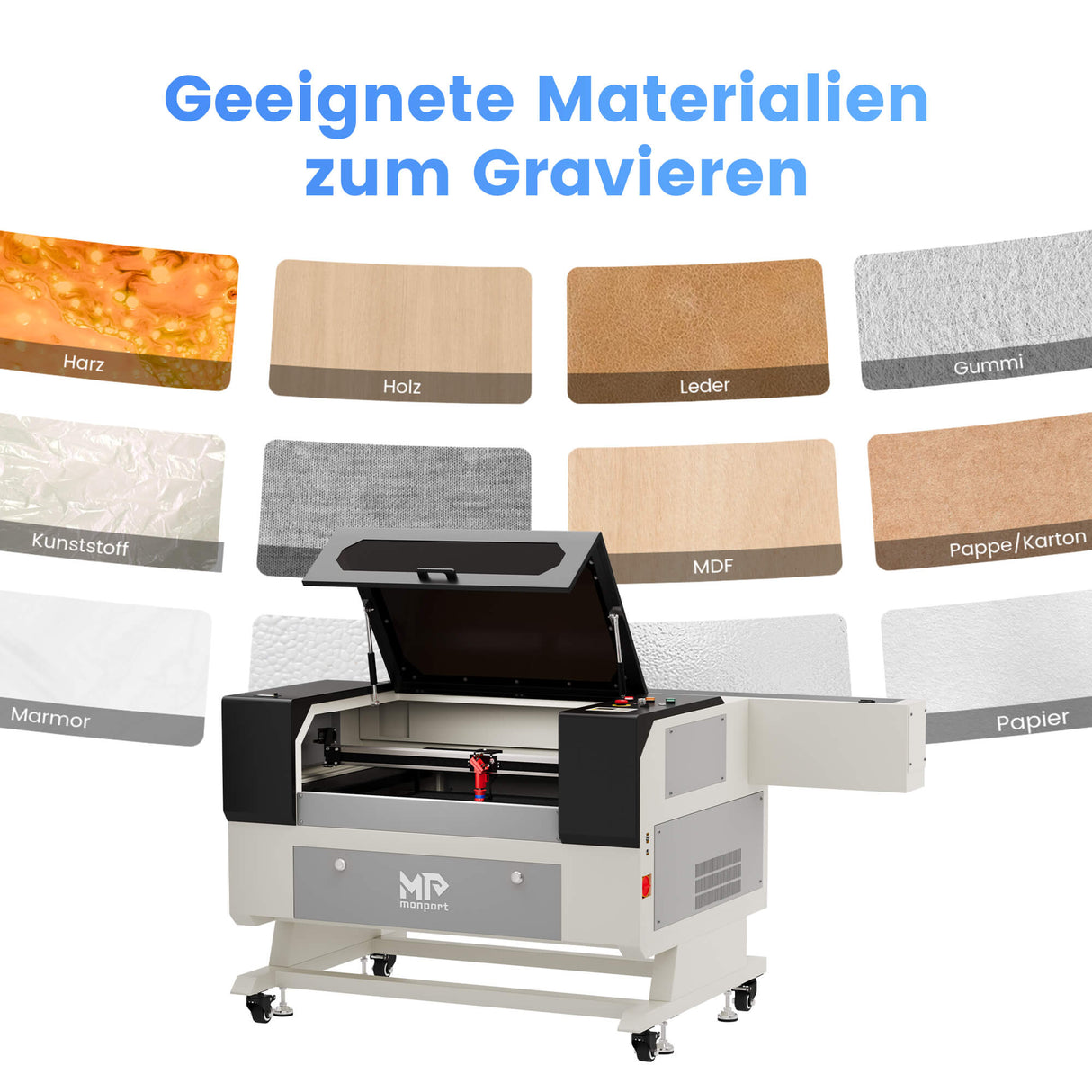 Monport CO2 100W Laser Graviermaschine & Cutter (500x700mm) mit Autofokus und Halterung