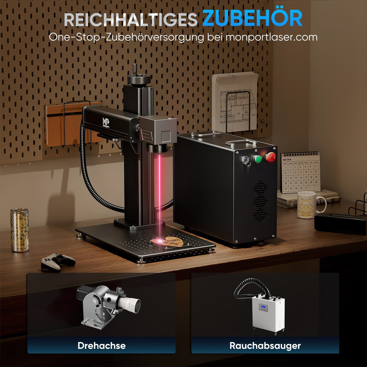 Monport 100W (175 x 175 mm) GPro MOPA Faserlaser Gravier & Markiermaschine mit manuellem Fokus - MonPortlaser.de