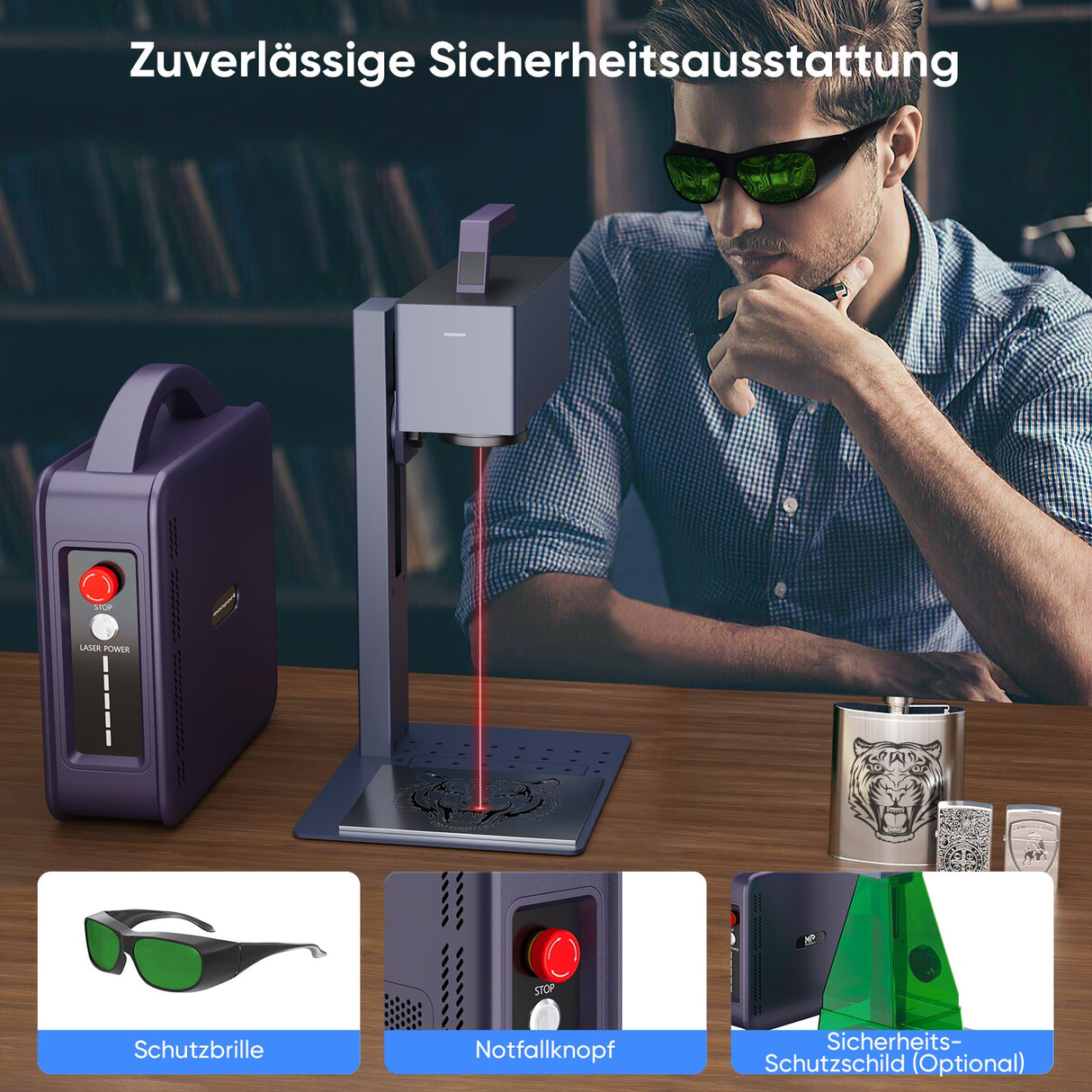 Monport 20W tragbarer Mini - Faser - Lasergravierer für farbige Metallbeschriftung - MonPortlaser.de