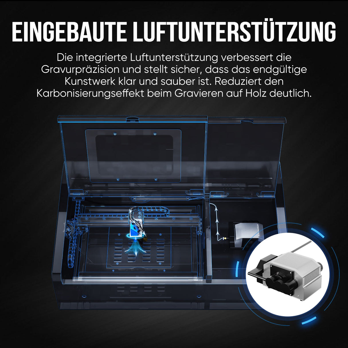 Monport 40W Pro Lightburn - unterstützter (12" X 8") CO2 - Lasergravierer & - Schneider mit Luftunterstützung - MonPortlaser.de