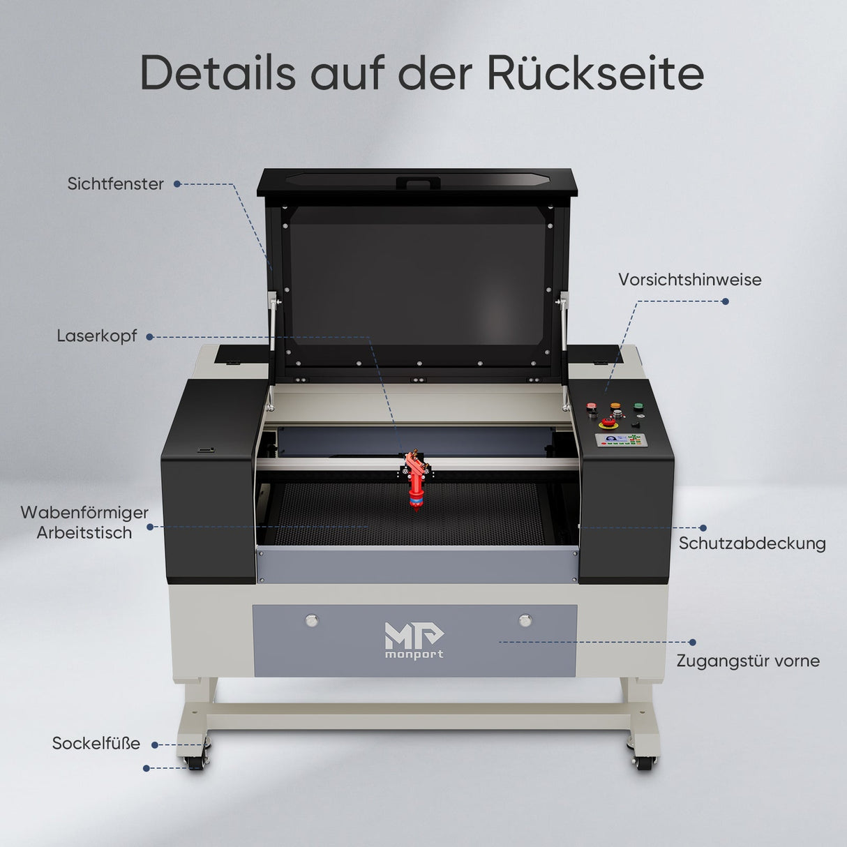 Monport 60W CO2 Laser Graviermaschine & Cutter (700 x 500mm) Gravurfläche mit Autofokus - MonPortlaser.de
