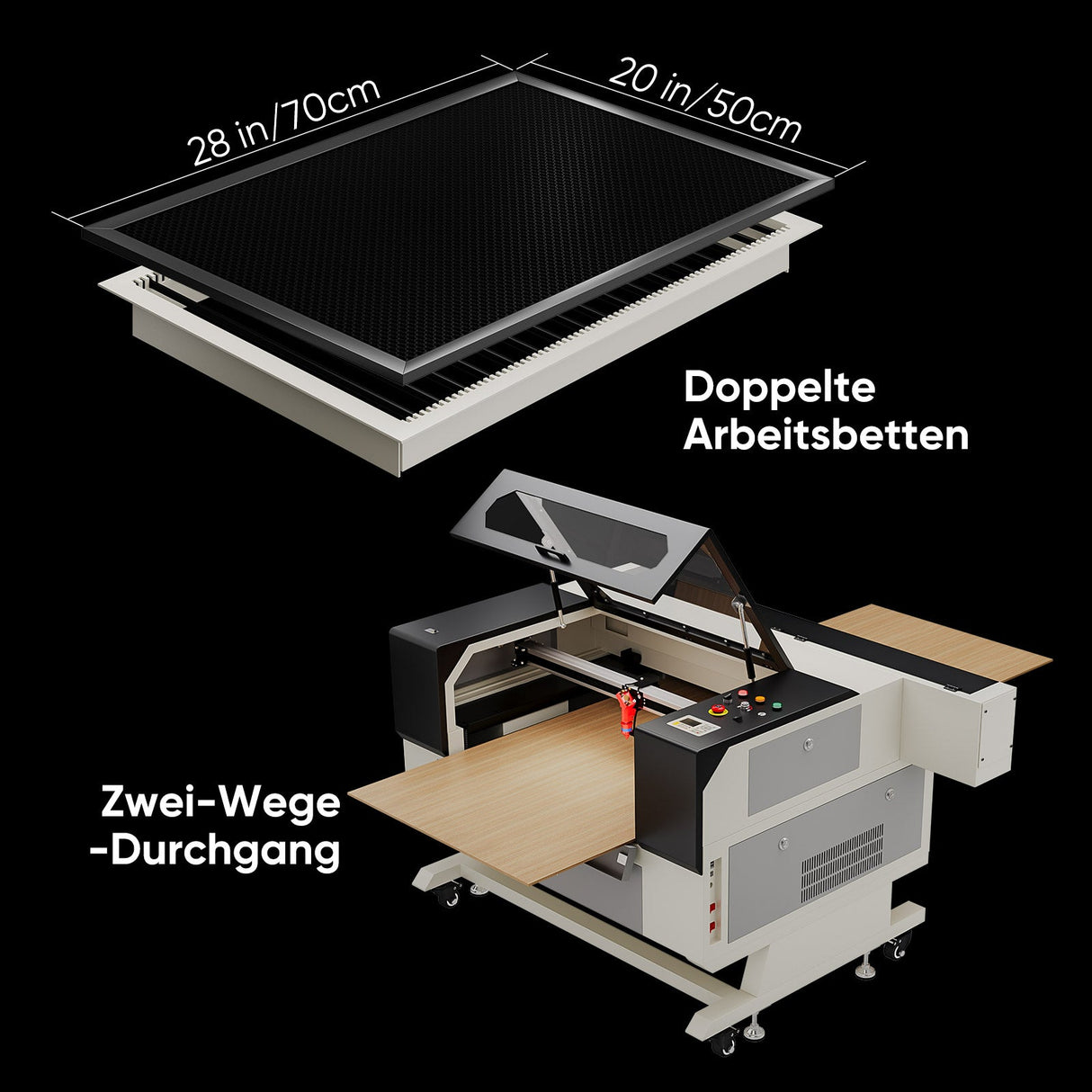 Monport 90W CO2 Laser Graviermaschine & Cutter (500x700mm) mit Autofokus und Halterung - MonPortlaser.de