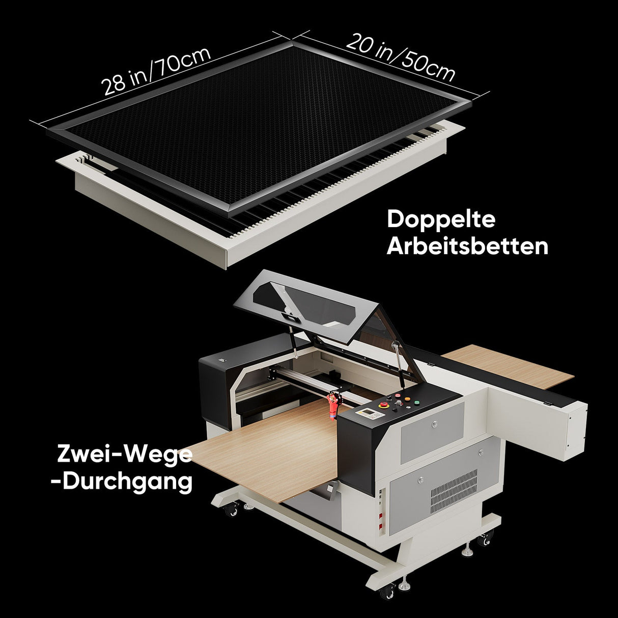 Monport CO2 100W Laser Graviermaschine & Cutter (500x700mm) mit Autofokus und Halterung - MonPortlaser.de