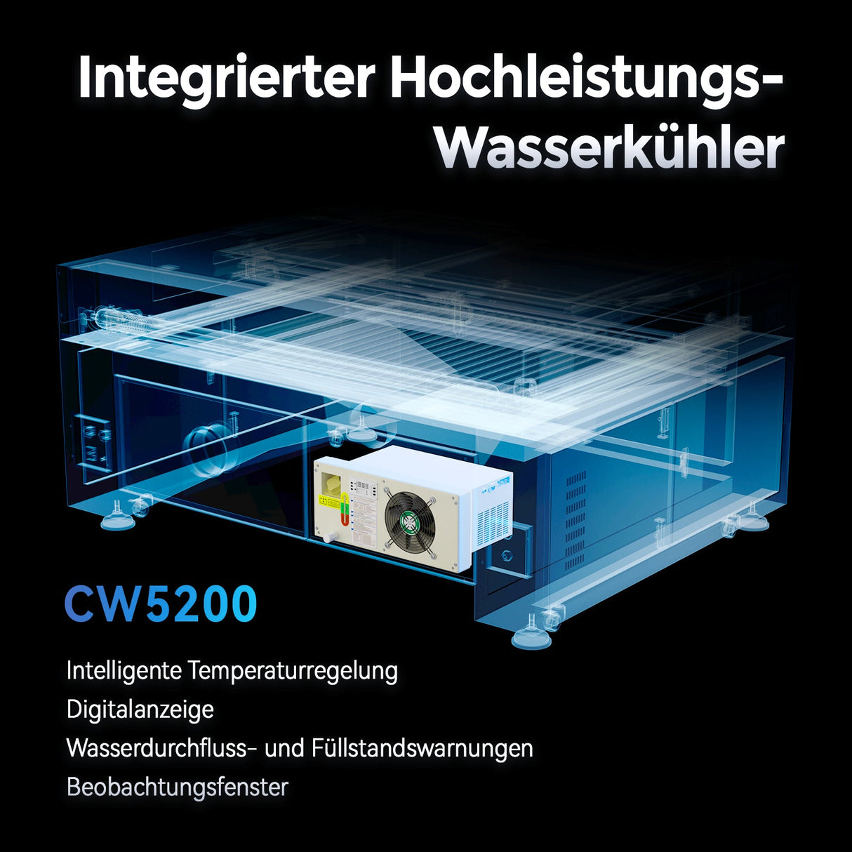 Monport Effi 10S verbesserte Version 100W CO2 - Lasergravurmaschine und Schneidemaschine mit Autofokus - Funktion und integrierter Wasserkühler - MonPortlaser.de
