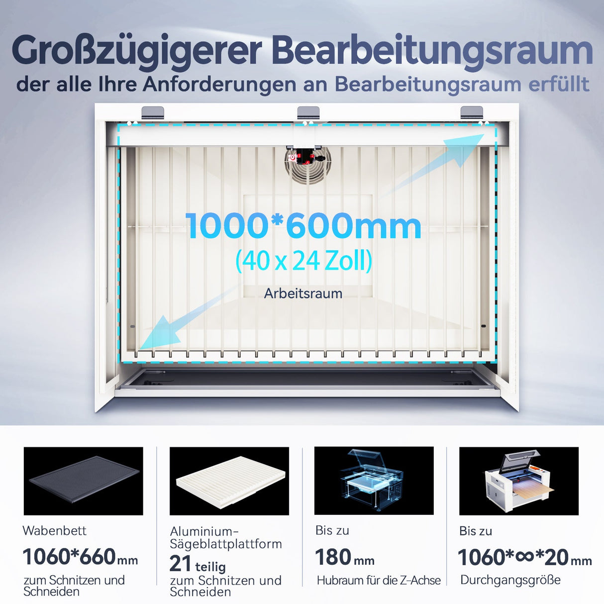 Monport Effi 10S verbesserte Version 100W CO2 - Lasergravurmaschine und Schneidemaschine mit Autofokus - Funktion und integrierter Wasserkühler - MonPortlaser.de