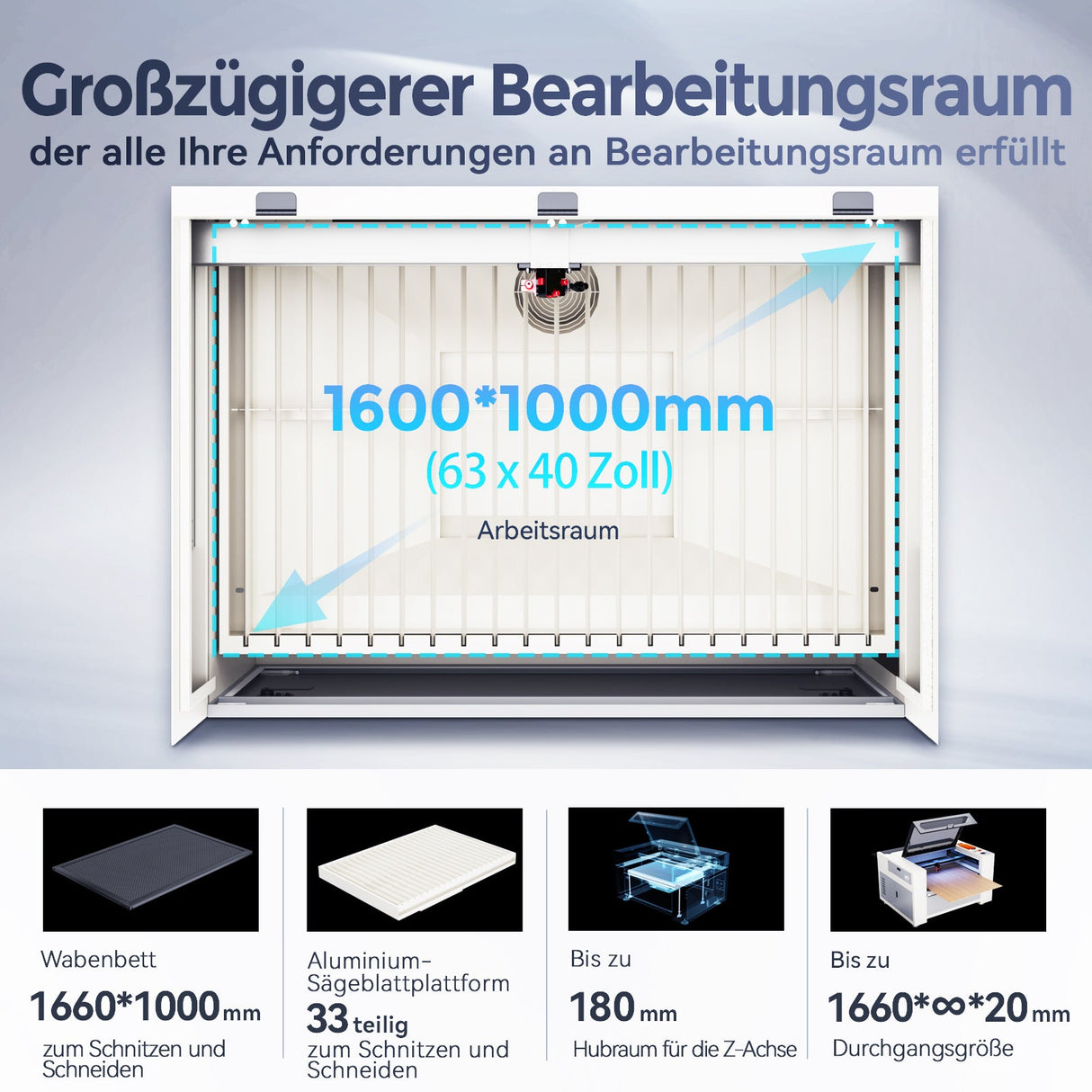 Monport Effi 16S verbesserte Version 150W CO2 - Lasergravurmaschine und Schneidemaschine mit Autofokus - Funktion und integrierter Wasserkühler - MonPortlaser.de