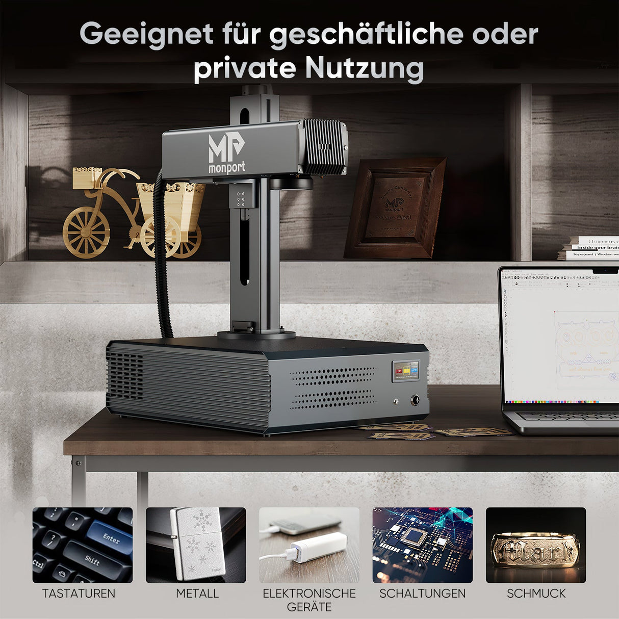 Monport GA Verbesserte 100W Integrierte MOPA Faserlasergravierer & Markiermaschinen mit Autofokus - MonPortlaser.de