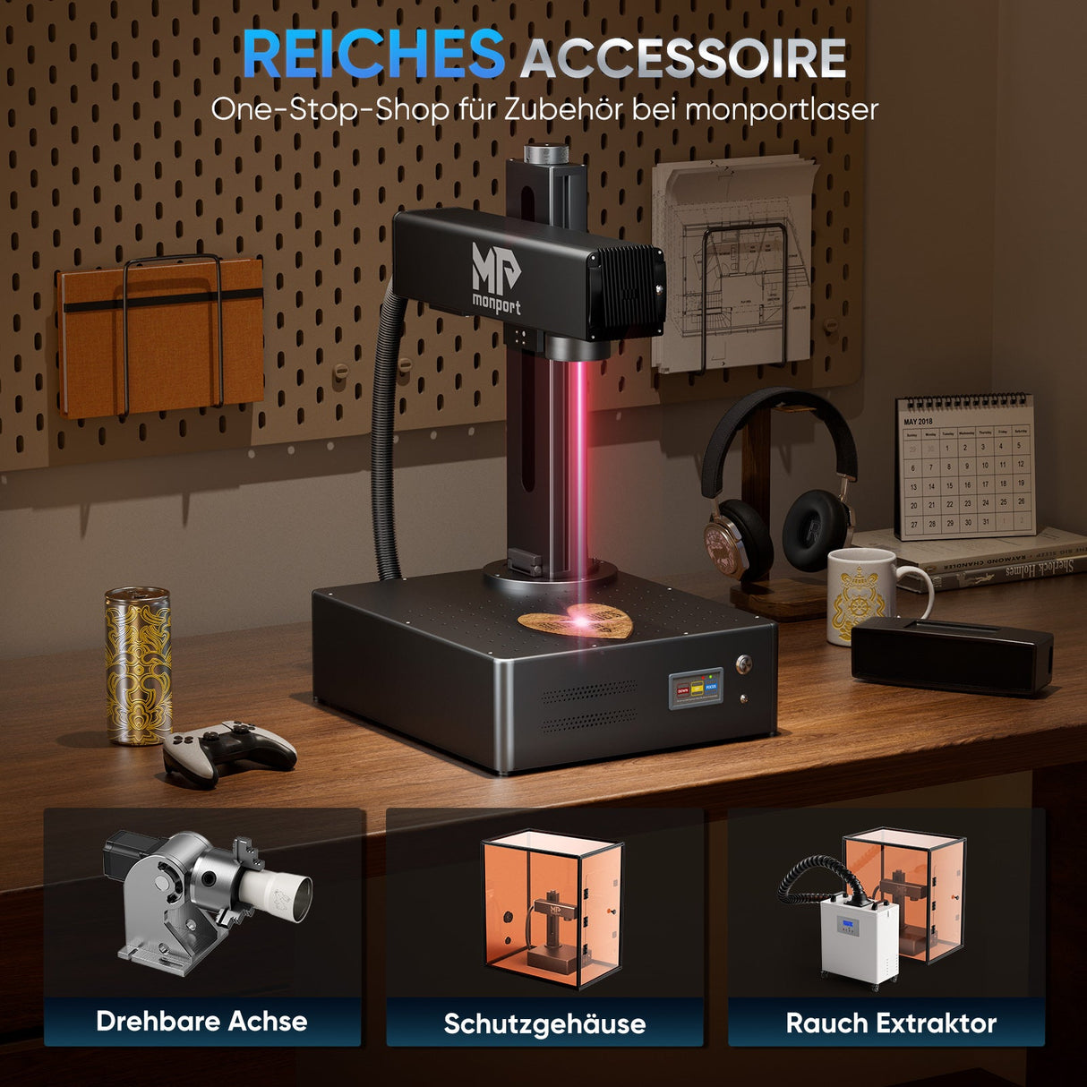 Monport GA Verbesserte 20W Integrierte Faser Lasergravierer & Markiermaschinen mit Autofokus - MonPortlaser.de