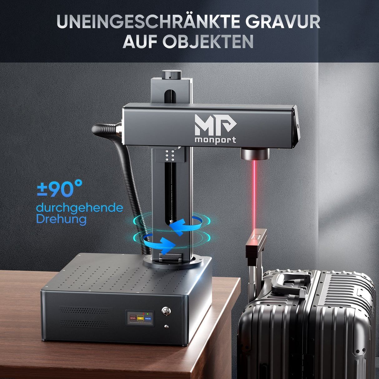 Monport GA Verbesserte 30W Integrierte Faser Lasergravierer & Markiermaschinen mit Autofokus - MonPortlaser.de