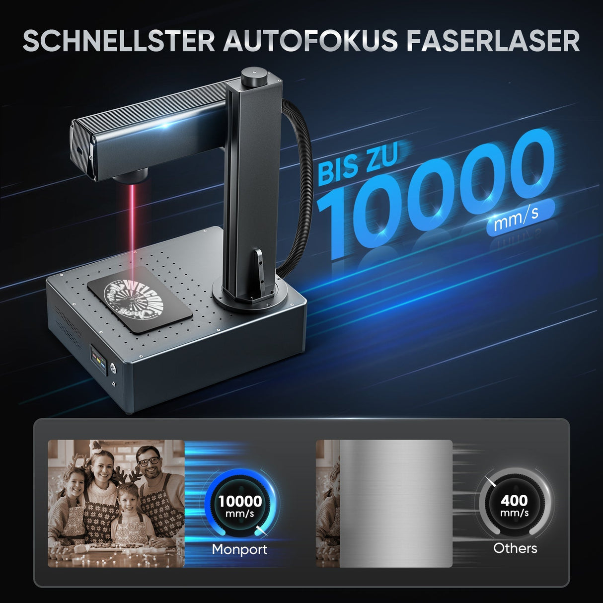 Monport GA Verbesserte 30W Integrierte Faser Lasergravierer & Markiermaschinen mit Autofokus - MonPortlaser.de