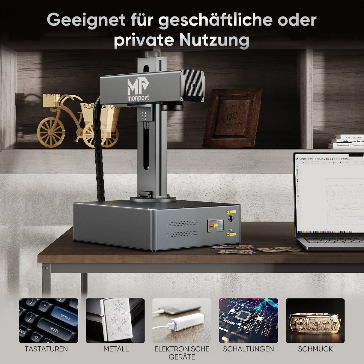 Monport GA Verbesserte 30W Integrierte MOPA Faserlasergravierer & Markiermaschinen mit Autofokus - MonPortlaser.de