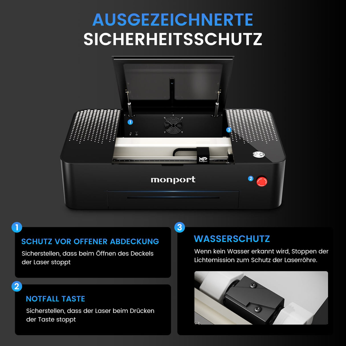 MONPORT ONYX 55W (460mm*290mm) Multifunktionale Desktop Laser Graviermaschine - MonPortlaser.de