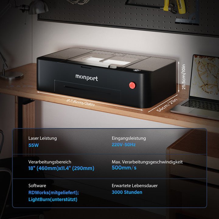 MONPORT ONYX 55W (460mm*290mm) Multifunktionale Desktop Laser Graviermaschine - MonPortlaser.de