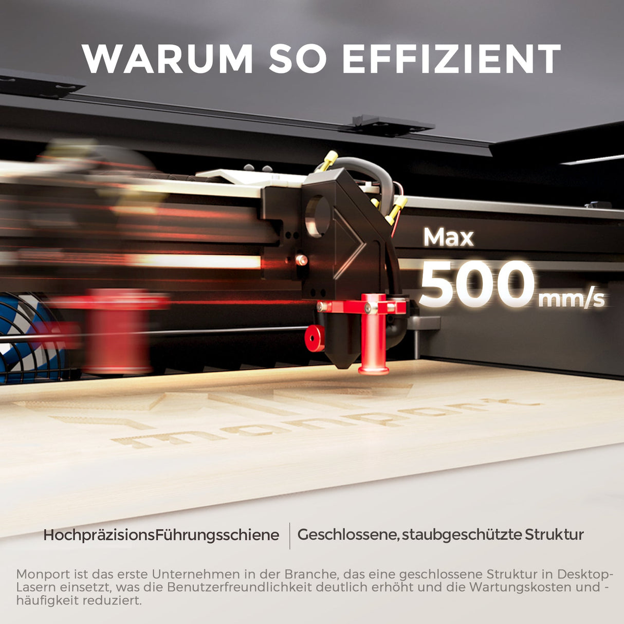 Monport Reno65 65W Desktop CO2 Lasergravierer & Schneidegerät (24“X 16“) mit brandneuem Semi - Autofokus - MonPortlaser.de