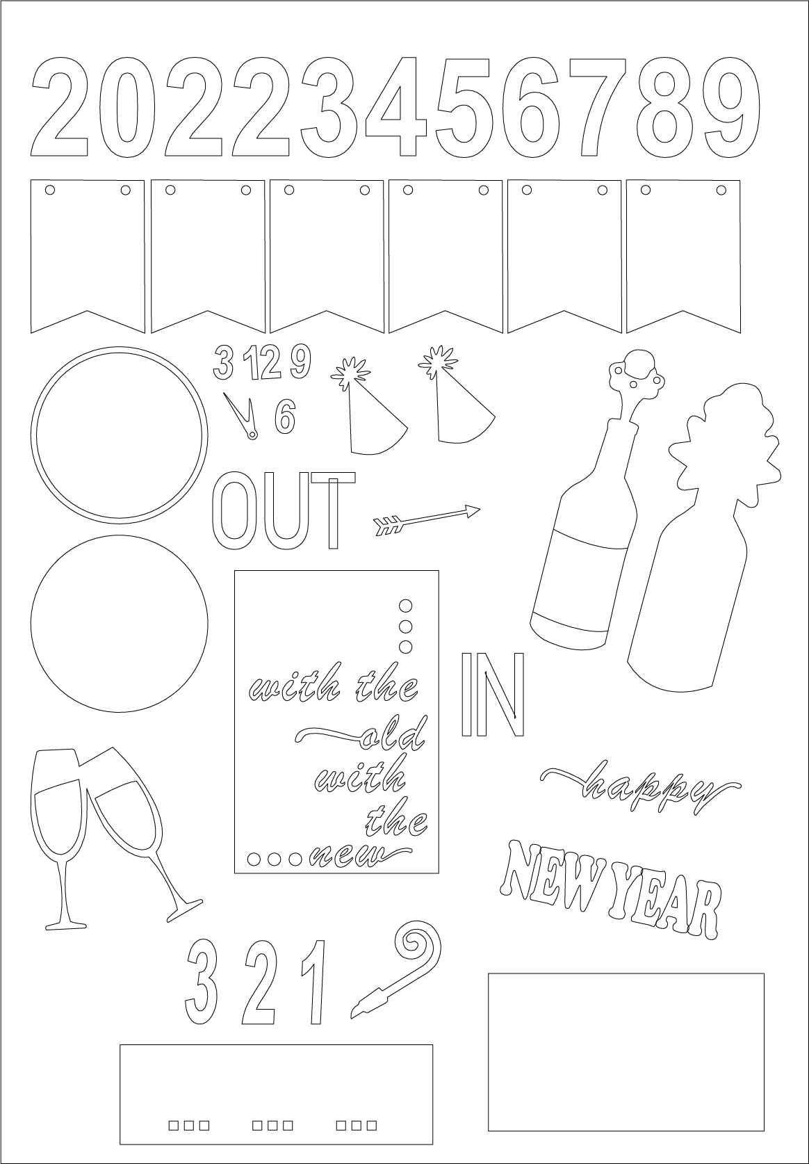 Neujahr Holzmaterial Illustrations - Datei - MonPortlaser.de