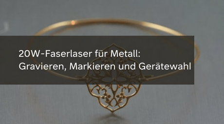 Filigran gestaltetes goldenes Schmuckstück mit feinen Metallverzierungen – Titelbild zum Ratgeber über 20W-Faserlaser für Metallgravur, Markierung und Gerätewahl.
